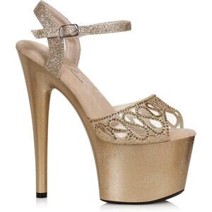 Ellie Shoes Women’s Gold Platform, Stiletto Heeled Sandals – 709-UNITY, Size 8